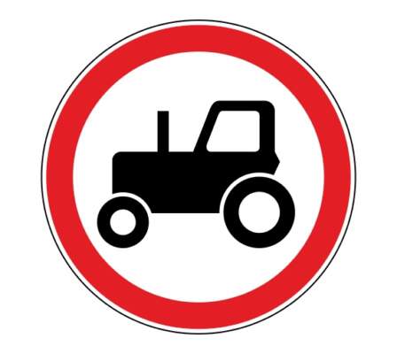 Знак 3.6. Движение тракторов запрещено.