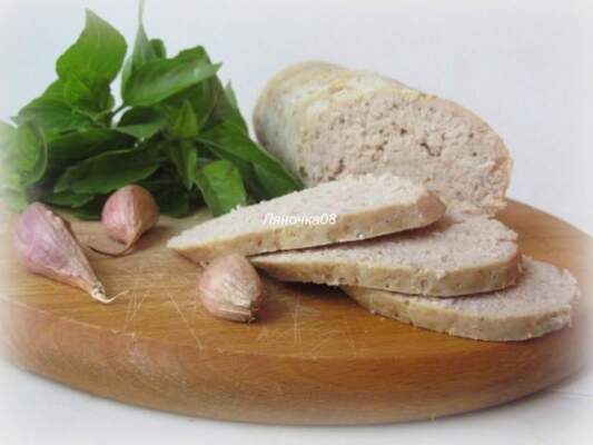 вареная домашняя колбаса из кролика