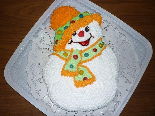 новогодний торт 2017 в форме снеговика