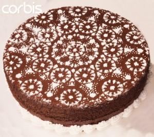 как украсить торт сахарной пудрой через салфетку