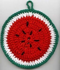 прихватки вязаные арбуз