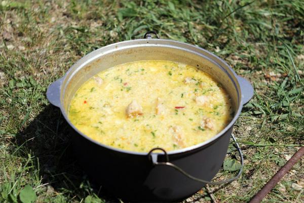 каша пшенная на костре