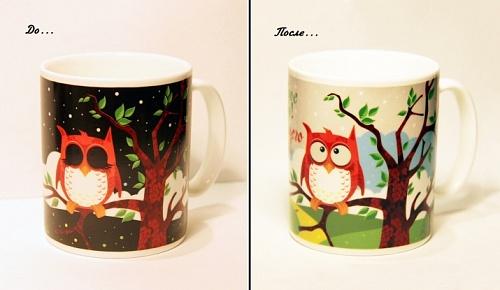 кружка с термоэффектом с изображением совы