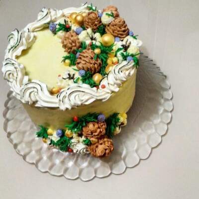 торт на новый год петуха 2017 как украсить шишки из масляного крема