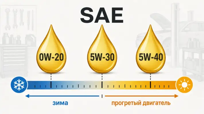 Как читать вязкость моторного масла SAE 0W-20 5W-30 5W-40